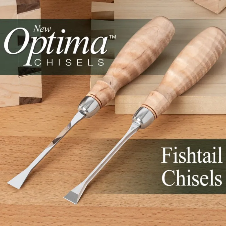 Blue Spruce Optima Fishtail Chisels - Curly Maple
