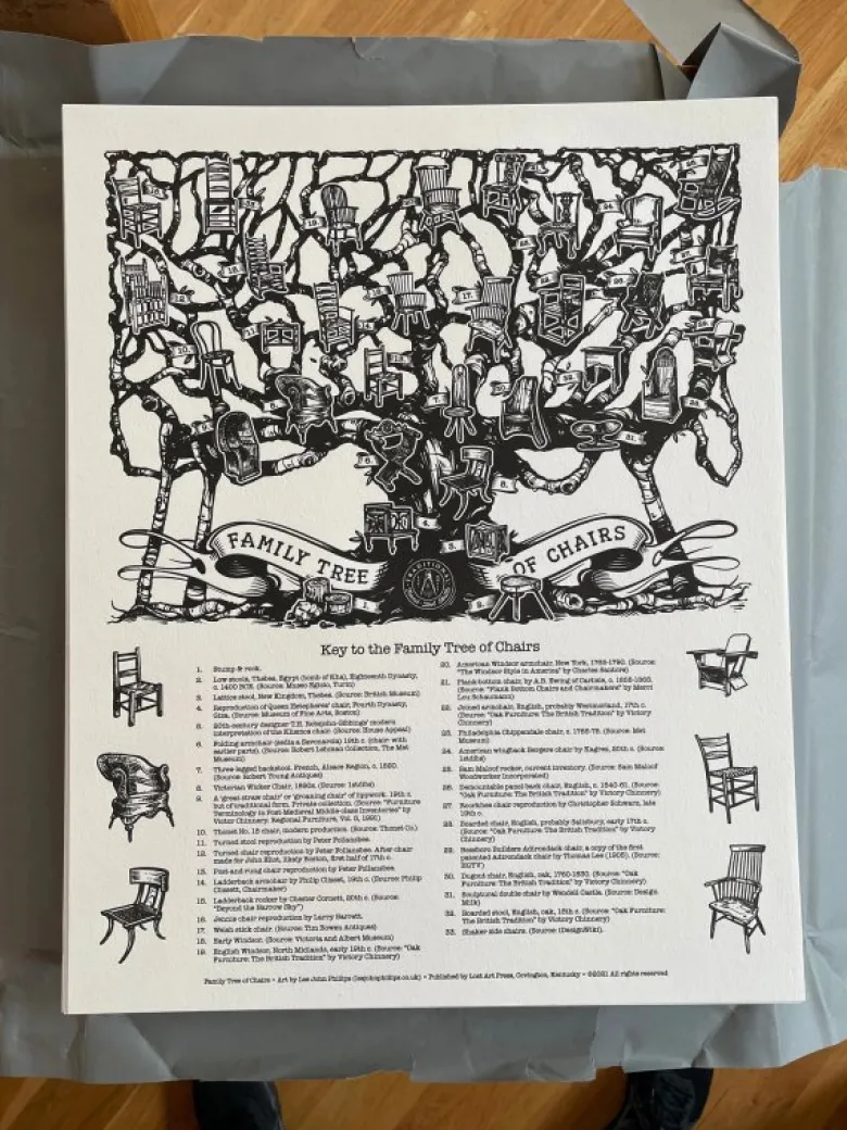 'Family Tree of Chairs'' Letterpress Poster