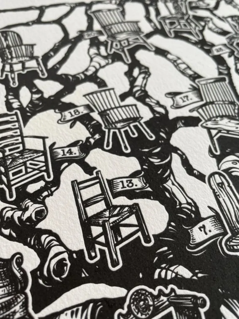 'Family Tree of Chairs'' Letterpress Poster