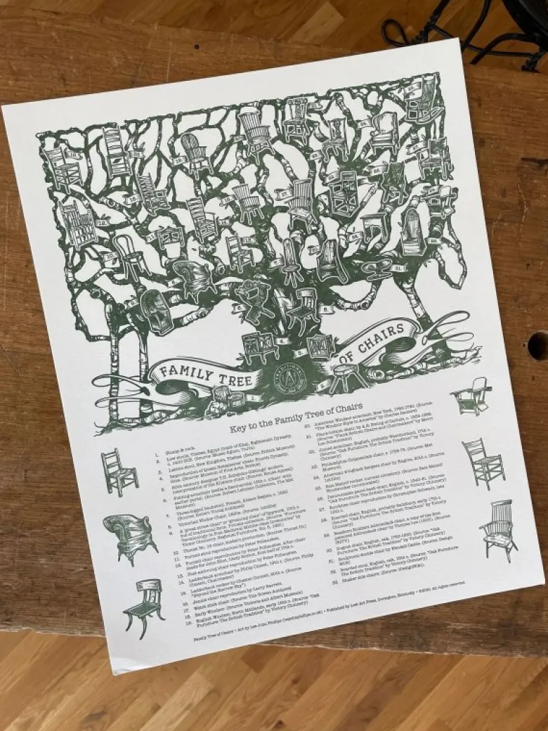 'Family Tree of Chairs'' Letterpress Poster