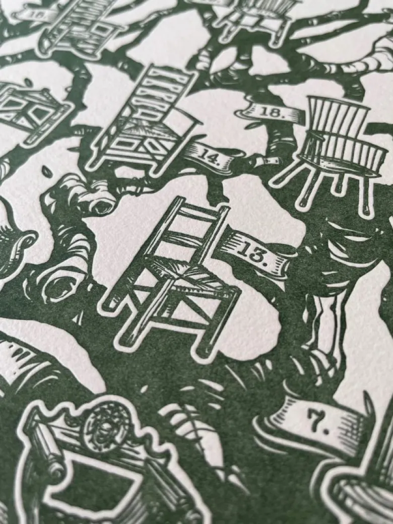 'Family Tree of Chairs'' Letterpress Poster