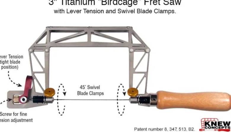Knew Concepts Birdcage Titanium Fret Saw with Lever Tension