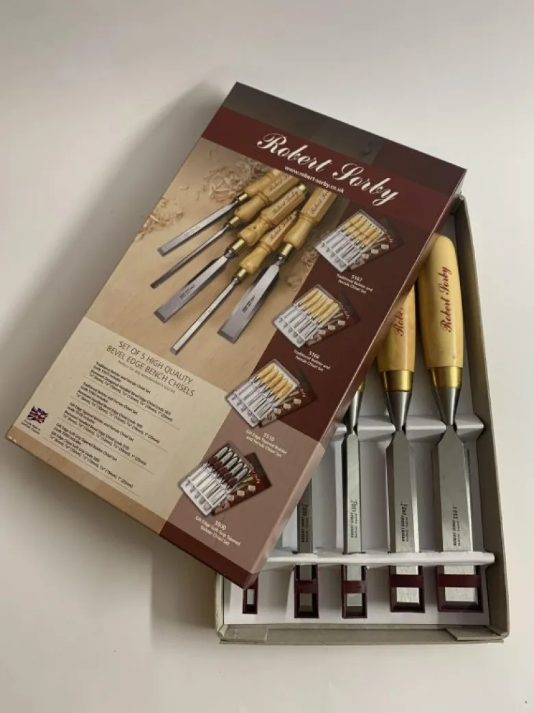 Robert Sorby Set of 5 Gilt Edge Chisels - Boxwood