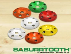 Saburrtooth Round Faced Shaping Wheel - 4'' Donut Wheel with Holes